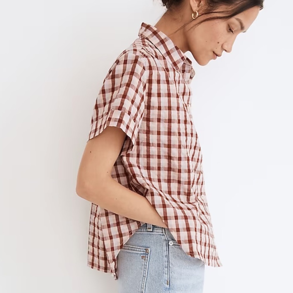 NWT Madewell Seersucker Baybrook Shirt in Plaid, Size S - Picture 4 of 16